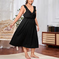 Women's Morning Clothes Pajamas Suspenders Deep V-neck Hollow Backless Home Casual Nightdress