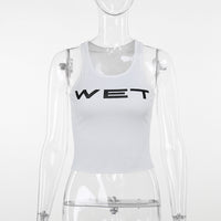 Casual Print Top Women's Letter Slim Vest
