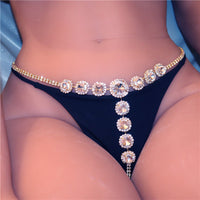 Card Diamond Sexy Round Rhinestone Panties Body Chain