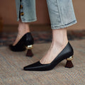 Women's Small Leather Shoes With Pointed Toe Mother High Heels