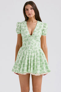 French-style Sweet Floral Puff-Sleeve Dress For Women