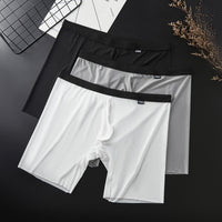 Men's Extended Fat Guy Anti-friction Leg Ice Silk U Convex Low Waist