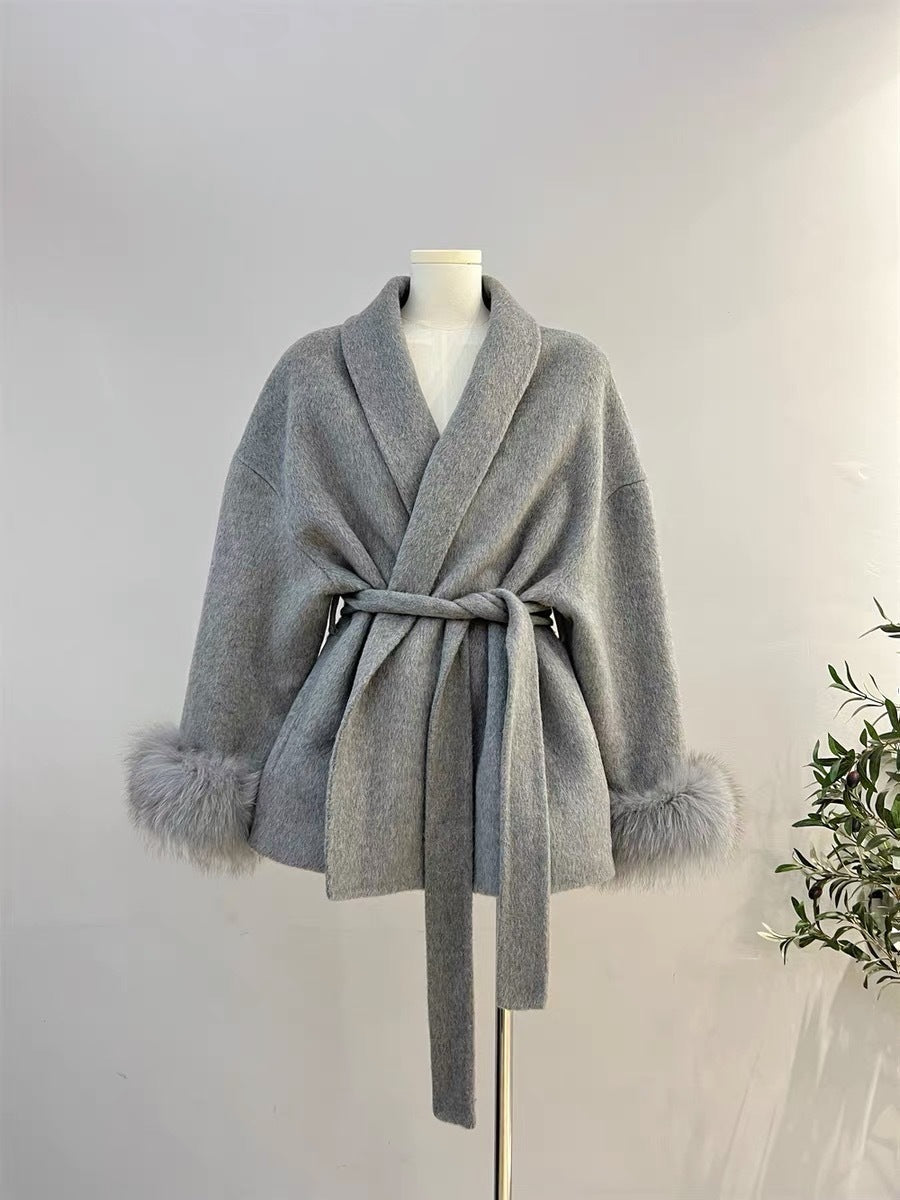 Fox Fur Double-sided Temperament Wool Overcoat