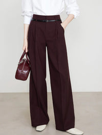 High-waisted Straight-leg Draping Suit Pants For Women