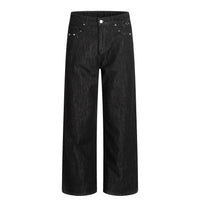 Spring Autumn High-End Relaxed Straight-Leg Denim Jeans With Rivets And Star Details