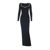 Women's Fashionable Sexy Slim-fit Square-neck Long-sleeve Dress