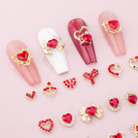 Glass New Year Nail Ornament Red Bow Accessories