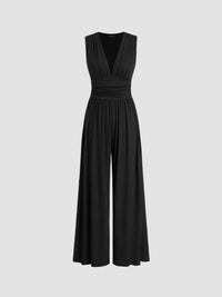 Sleeveless Knitted Jumpsuit Loose Wide-leg Pants