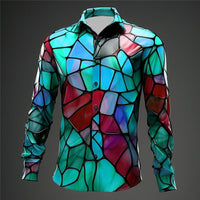 Color Block Color Art Abstract Daily Go Out Commuter Long Sleeve Shirt