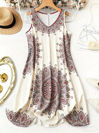 Women's Fashion Printed V-neck Sleeveless Dress