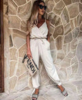 Casual Solid Color Suspender Jumpsuit