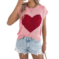 Women's Color-blocked Love Casual Loose Knit Sweater Top