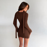 Knitted V-neck Sexy Sheath Dress For Women