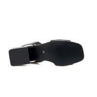 Patent Leather Buckle Mid-heel Open-toe Womens Shoes