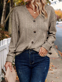 Women's Knitted Button Sweater Casual Long Sleeve Loose Top