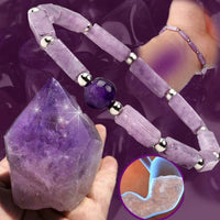 Unisex 4x 13 Square Column Bracelet Amethyst Round Beads