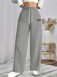 Women's Corduroy Wide-Leg Pants High-Waisted With Drawstring Retro Style