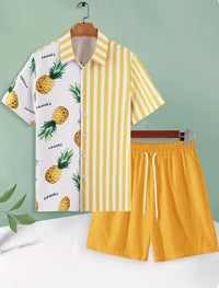 Men's Casual Fashion 3D Digital Printing Short Sleeve Shirt Outfit