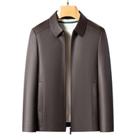 Versatile Men's Lapel Leather Jacket