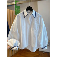 Women's Loose Contrasting Color Chic Lace-Patched Shirt