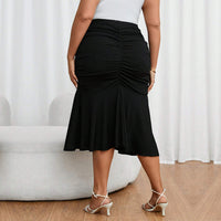 Plus Size Women's Elastic Waist Hip-wrapped Elegant Fishtail Skirt
