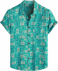 Men's Hawaiian Casual Flower Short Sleeve Single-breasted Beach Tropical Shirt