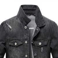 Cotton Denim Jacket With Side Seam Pockets