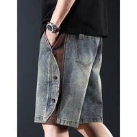 Washed Five-point Pants Casual Patchwork-style Versatile Trousers