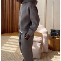 Men's Casual Solid Color Hooded Pullover Straight Pants