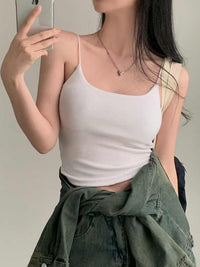 Square Collar Padded Strap Vest Women's Bottoming Top