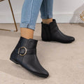 Big Buckle Side Zipper Flat Bottom Low-top Martin Boots