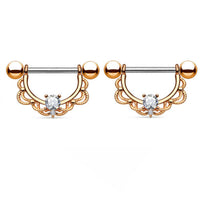 Stainless Steel Heart Punk Style Breast Ring Double Layer
