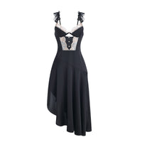 Solid Color Satin With Chest Pad Lace Slip Nightdress