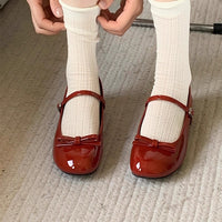 Ankela Red French Mary Jane Shoes Women