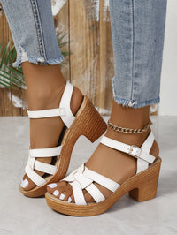 Plus Size Roman Women's Peep Toe Chunky Heel Buckle High Heel Sandals