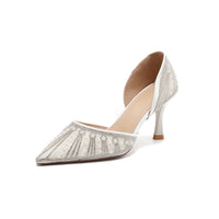 Arrival Pointed-Toe Hollowed-Out Rhinestone-Embellished 7cm Heel Pumps