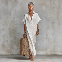 Womens Loose Long Batwing-Sleeve Dress