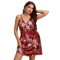 Women's Fashionable Silk-like Nightdress Ice Silk Silk Homewear