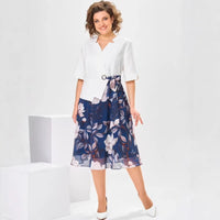 Short-sleeve V-neck Dress With A Unique Print
