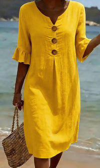 Summer Womens Solid Colored Cotton Dress