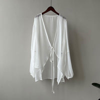 Chiffon Sun Protection Shirt Women's Summer Thin French Top Loose Small Cardigan Drape Inverness Blouse