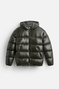 Black Hooded Cotton Jacket Casual