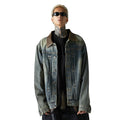 Washed And Worn Denim Jacket Men