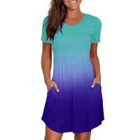 Women's Casual Crew-Neck Printed Pullover Short Sleeve