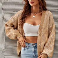 Plus Size Women's Knitwear Button Sweater