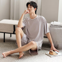 Men's Ice Silk Summer Short-Sleeve Shorts Thin Homewear Set