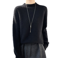 Pullover Half Turtleneck Thick Loose Wool Knitted Sweater