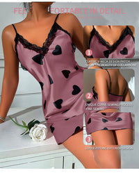 Ice Silk Nightdress Sexy Backless Lovely Suspender Skirt Pajamas Thin Breathable Printed