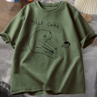 New Funny Frog Self Care T-shirt Vintage Print