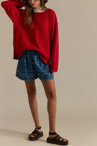 Solid Color Round Neck Sweater